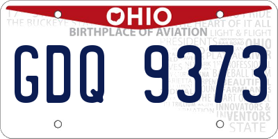 OH license plate GDQ9373