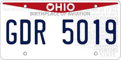OH license plate GDR5019