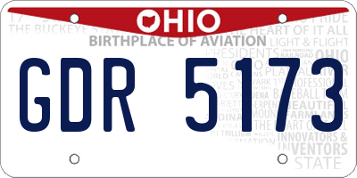 OH license plate GDR5173