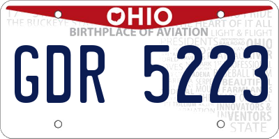 OH license plate GDR5223