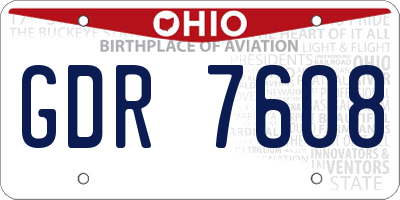 OH license plate GDR7608