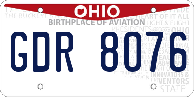 OH license plate GDR8076