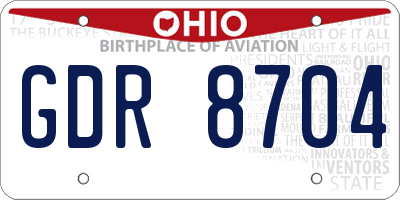 OH license plate GDR8704