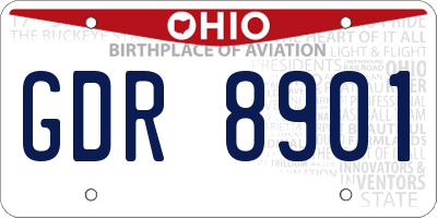 OH license plate GDR8901