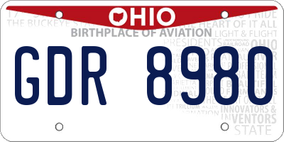 OH license plate GDR8980