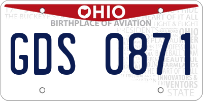 OH license plate GDS0871