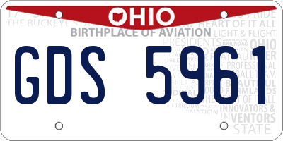 OH license plate GDS5961