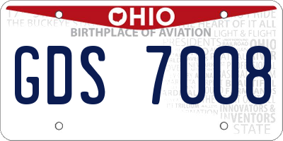OH license plate GDS7008