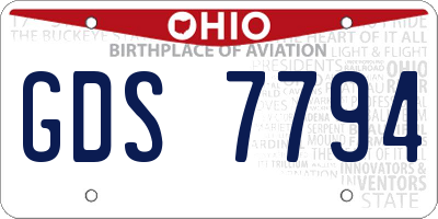 OH license plate GDS7794