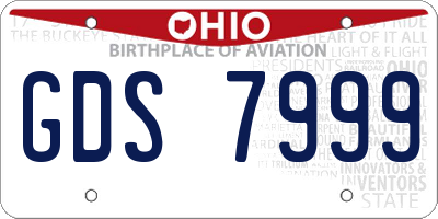 OH license plate GDS7999