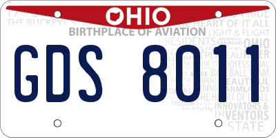 OH license plate GDS8011