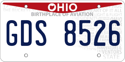 OH license plate GDS8526