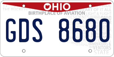 OH license plate GDS8680
