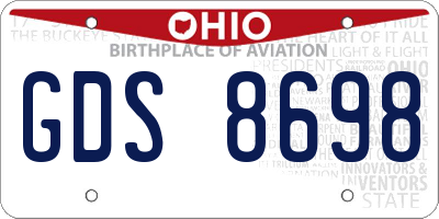 OH license plate GDS8698
