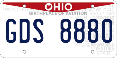 OH license plate GDS8880