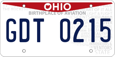 OH license plate GDT0215