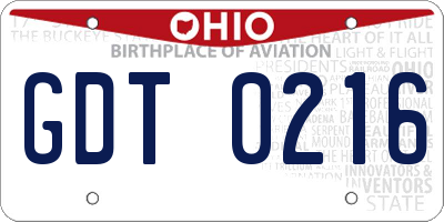 OH license plate GDT0216