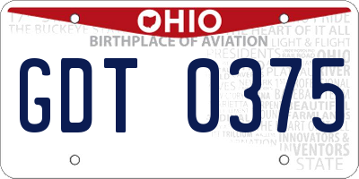 OH license plate GDT0375
