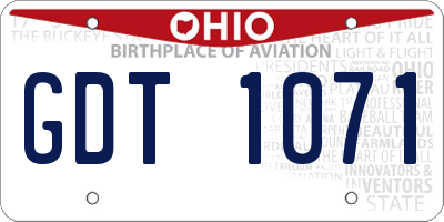 OH license plate GDT1071