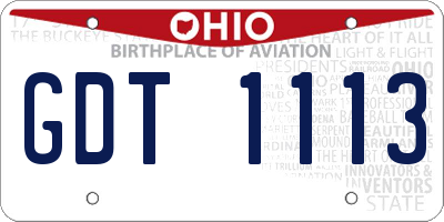 OH license plate GDT1113