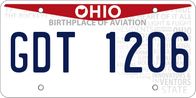 OH license plate GDT1206