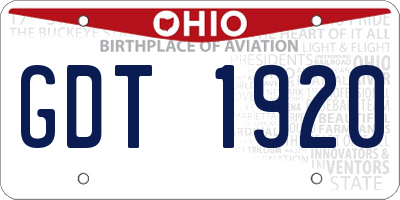 OH license plate GDT1920