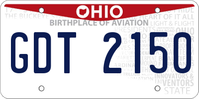 OH license plate GDT2150