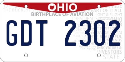 OH license plate GDT2302