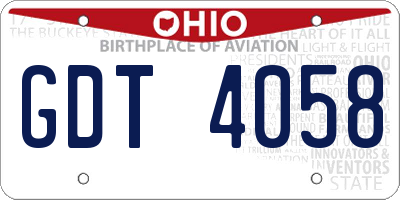 OH license plate GDT4058