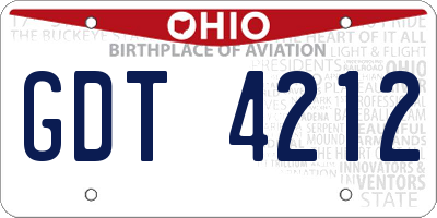 OH license plate GDT4212