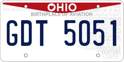 OH license plate GDT5051