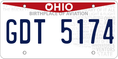 OH license plate GDT5174