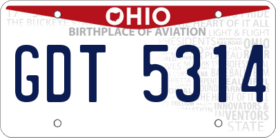 OH license plate GDT5314
