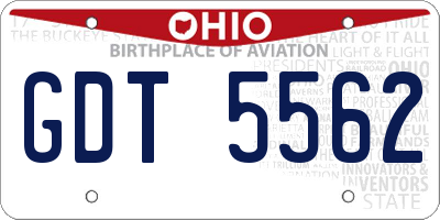 OH license plate GDT5562
