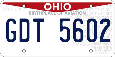 OH license plate GDT5602