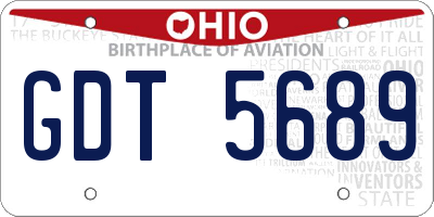 OH license plate GDT5689