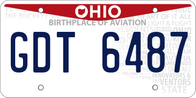 OH license plate GDT6487