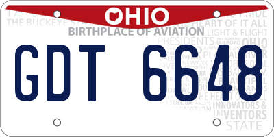OH license plate GDT6648