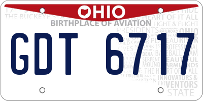 OH license plate GDT6717