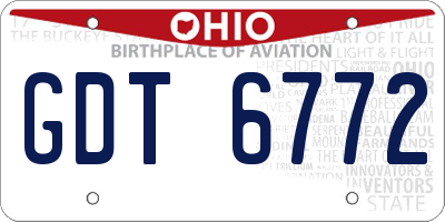 OH license plate GDT6772
