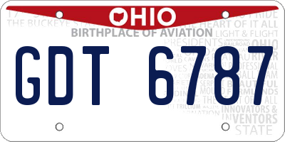 OH license plate GDT6787