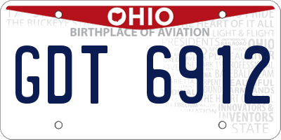 OH license plate GDT6912