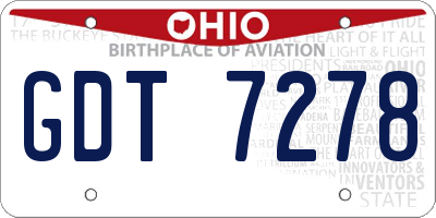 OH license plate GDT7278