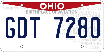 OH license plate GDT7280