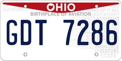 OH license plate GDT7286