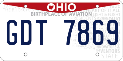 OH license plate GDT7869