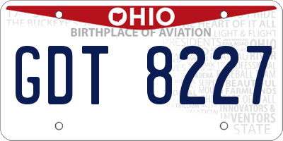 OH license plate GDT8227