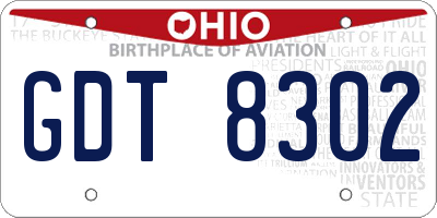 OH license plate GDT8302