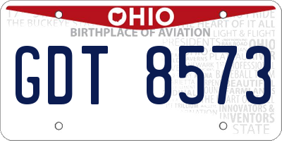 OH license plate GDT8573