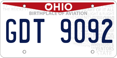 OH license plate GDT9092